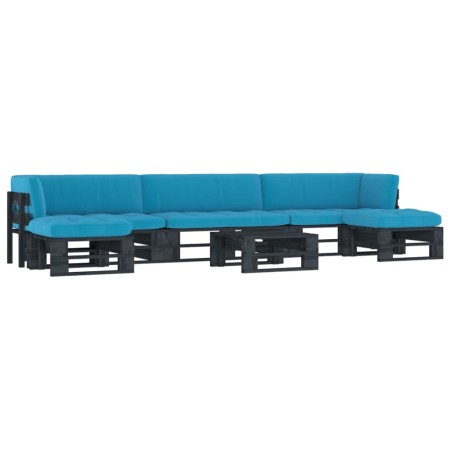 vidaXL 6-tlg. Paletten-Lounge-Set Schwarz Imprägniertes Kiefernholz