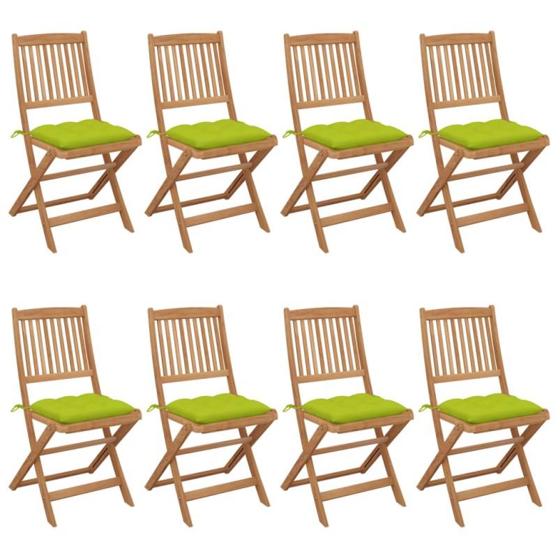 vidaXL Klappbare Gartenstühle 8 Stk. mit Kissen Massivholz Akazie vidaXL Klappbare Gartenstühle 8 Stk. mit Kissen Massivholz Akazie