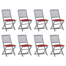 vidaXL Klappbare Gartenstühle 8 Stk. mit Kissen Massivholz Akazie