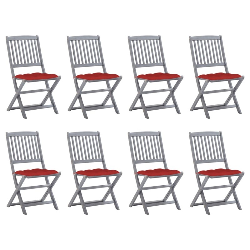 vidaXL Klappbare Gartenstühle 8 Stk. mit Kissen Massivholz Akazie vidaXL Klappbare Gartenstühle 8 Stk. mit Kissen Massivholz Akazie
