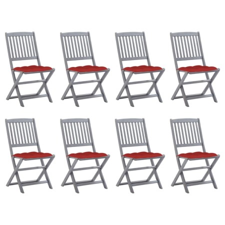 vidaXL Klappbare Gartenstühle 8 Stk. mit Kissen Massivholz Akazie