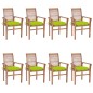 vidaXL Essstühle 8 Stk. mit Hellgrünen Kissen Massivholz Teak vidaXL Essstühle 8 Stk. mit Hellgrünen Kissen Massivholz Teak