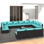 vidaXL 14-tlg. Garten-Lounge-Set mit Kissen Schwarz Poly Rattan vidaXL 14-tlg. Garten-Lounge-Set mit Kissen Schwarz Poly Rattan