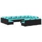 vidaXL 14-tlg. Garten-Lounge-Set mit Kissen Schwarz Poly Rattan vidaXL 14-tlg. Garten-Lounge-Set mit Kissen Schwarz Poly Rattan