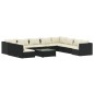 vidaXL 11-tlg. Garten-Lounge-Set mit Kissen Schwarz Poly Rattan vidaXL 11-tlg. Garten-Lounge-Set mit Kissen Schwarz Poly Rattan