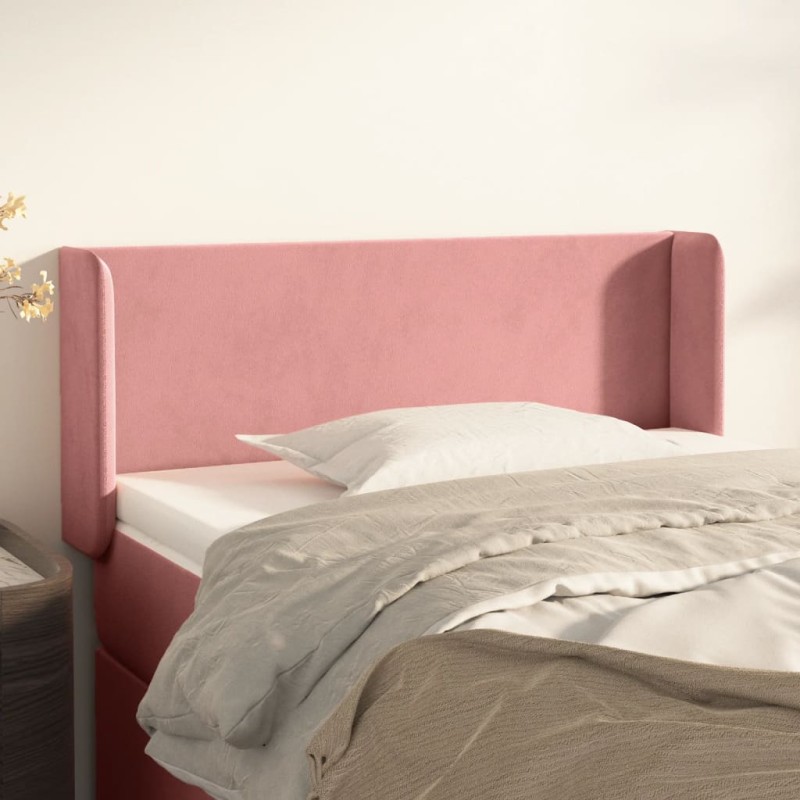 vidaXL Kopfteil mit Ohren Rosa 103x16x78/88 cm Samt vidaXL Kopfteil mit Ohren Rosa 103x16x78/88 cm Samt