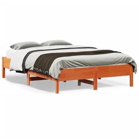 vidaXL Massivholzbett Wachsbraun 135x190 cm Kiefer