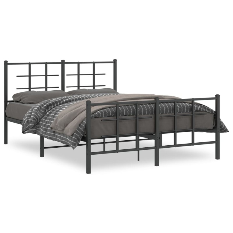 vidaXL Bettgestell mit Kopf- und Fußteil Metall Schwarz 140x200 cm vidaXL Bettgestell mit Kopf- und Fußteil Metall Schwarz 140x200 cm