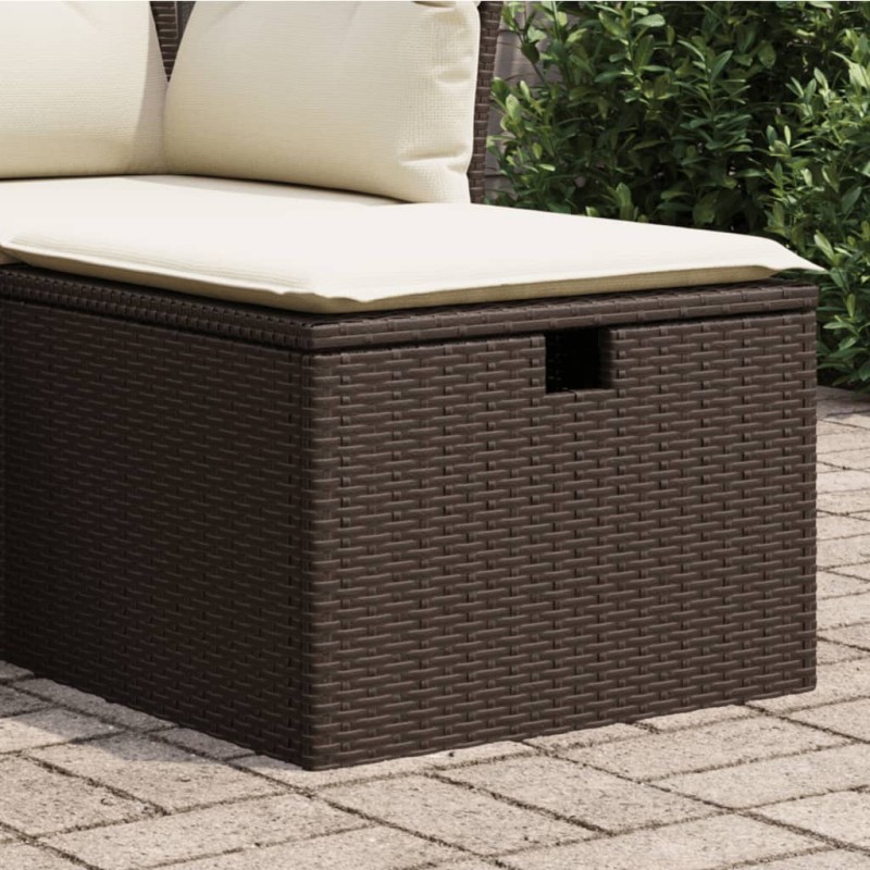 vidaXL Gartenhocker mit Kissen Braun 55x55x37 cm Poly Rattan vidaXL Gartenhocker mit Kissen Braun 55x55x37 cm Poly Rattan
