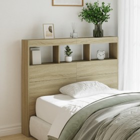 vidaXL LED-Kopfteil mit Ablagen Sonoma-Eiche 120x17x102 cm