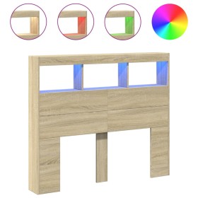 vidaXL LED-Kopfteil mit Ablagen Sonoma-Eiche 120x17x102 cm