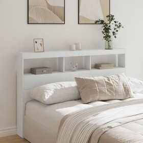 vidaXL LED-Kopfteil mit Ablagen Weiß 160x17x102 cm