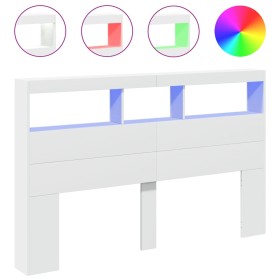 vidaXL LED-Kopfteil mit Ablagen Weiß 160x17x102 cm