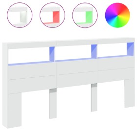 vidaXL LED-Kopfteil mit Ablagen Weiß 200x17x102 cm