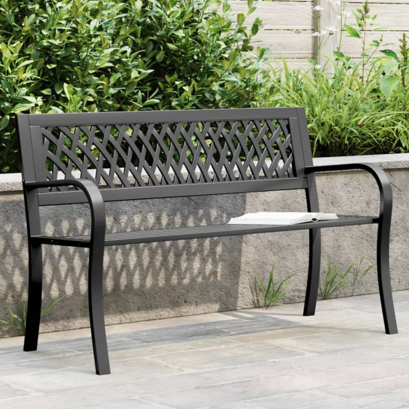 vidaXL Gartenbank Schwarz 120 cm Stahl vidaXL Gartenbank Schwarz 120 cm Stahl