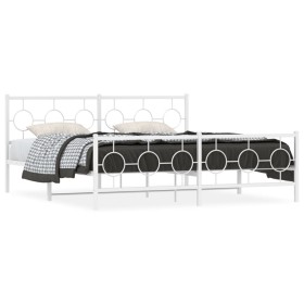 vidaXL Bettgestell mit Kopf- und Fußteil Metall Weiß 183x213 cm