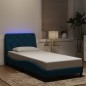 vidaXL Bettgestell mit LED-Leuchten Blau 80x200 cm Samt vidaXL Bettgestell mit LED-Leuchten Blau 80x200 cm Samt