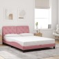 vidaXL Bettgestell mit LED-Leuchten Rosa 140x190 cm Samt vidaXL Bettgestell mit LED-Leuchten Rosa 140x190 cm Samt