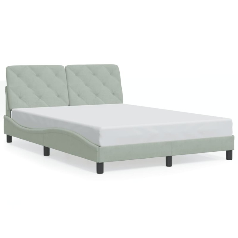 vidaXL Bettgestell mit LED-Leuchten Hellgrau 140x190 cm Samt vidaXL Bettgestell mit LED-Leuchten Hellgrau 140x190 cm Samt
