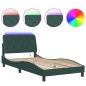 vidaXL Bettgestell mit LED-Leuchten Dunkelgrün 100x200 cm Samt vidaXL Bettgestell mit LED-Leuchten Dunkelgrün 100x200 cm Samt