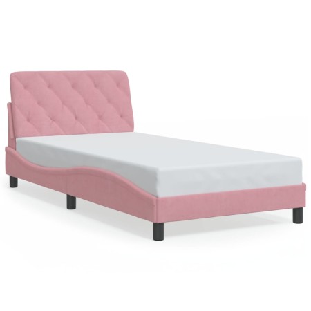 vidaXL Bettgestell mit LED-Leuchten Rosa 100x200 cm Samt