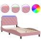 vidaXL Bettgestell mit LED-Leuchten Rosa 100x200 cm Samt vidaXL Bettgestell mit LED-Leuchten Rosa 100x200 cm Samt