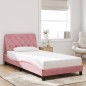 vidaXL Bettgestell mit LED-Leuchten Rosa 100x200 cm Samt vidaXL Bettgestell mit LED-Leuchten Rosa 100x200 cm Samt