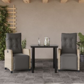 vidaXL 3-tlg. Garten-Essgruppe mit Kissen Hellgrau Poly Rattan