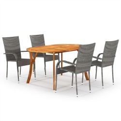 vidaXL 5-tlg. Garten-Essgruppe Grau