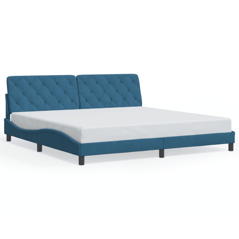 vidaXL Bettgestell mit LED-Leuchten Blau 200x200 cm Samt vidaXL Bettgestell mit LED-Leuchten Blau 200x200 cm Samt
