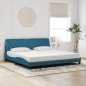 vidaXL Bettgestell mit LED-Leuchten Blau 200x200 cm Samt vidaXL Bettgestell mit LED-Leuchten Blau 200x200 cm Samt
