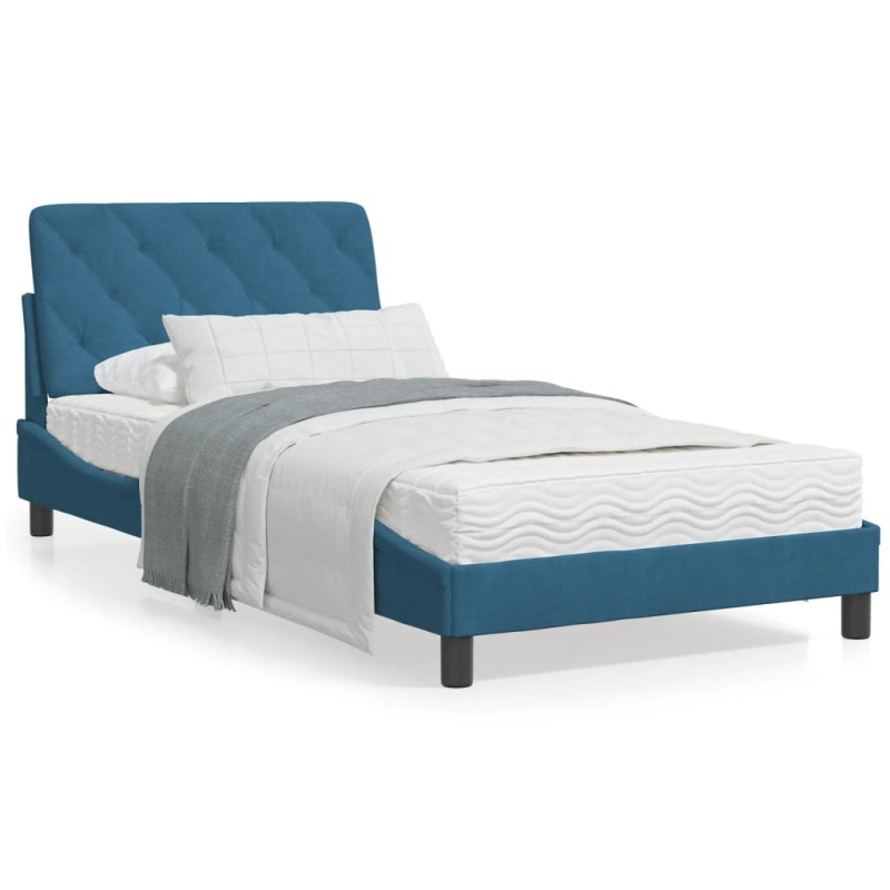 vidaXL Bettgestell mit Kopfteil Blau 100x200 cm Samt vidaXL Bettgestell mit Kopfteil Blau 100x200 cm Samt