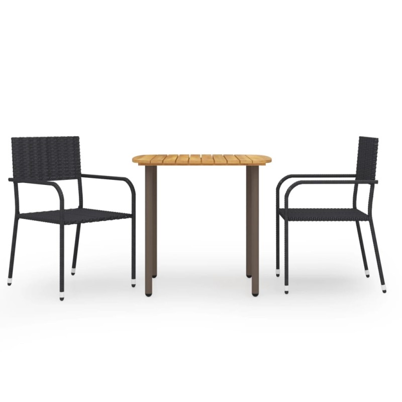 vidaXL 3-tlg. Garten-Essgruppe Poly Rattan Schwarz vidaXL 3-tlg. Garten-Essgruppe Poly Rattan Schwarz