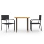 vidaXL 3-tlg. Garten-Essgruppe Poly Rattan Schwarz vidaXL 3-tlg. Garten-Essgruppe Poly Rattan Schwarz