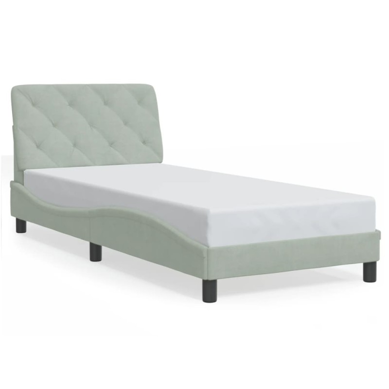 vidaXL Bettgestell mit Kopfteil Hellgrau 90x190 cm Samt vidaXL Bettgestell mit Kopfteil Hellgrau 90x190 cm Samt