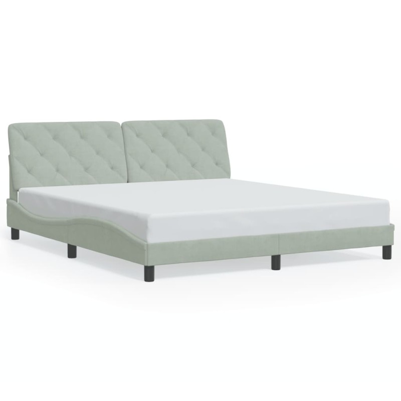 vidaXL Bettgestell mit Kopfteil Hellgrau 180x200 cm Samt vidaXL Bettgestell mit Kopfteil Hellgrau 180x200 cm Samt