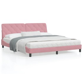 vidaXL Bettgestell mit Kopfteil Rosa 180x200 cm Samt
