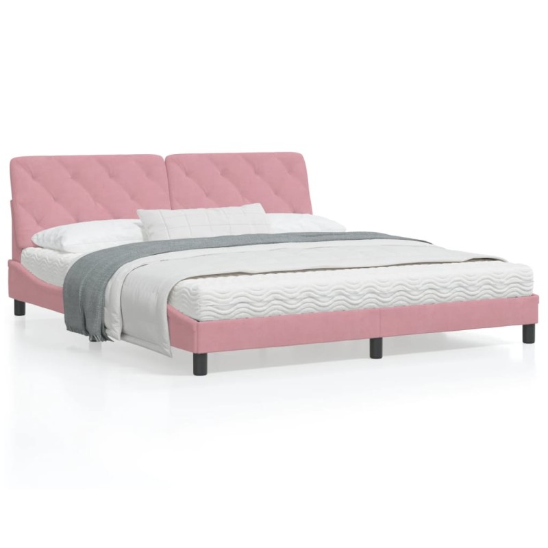 vidaXL Bettgestell mit Kopfteil Rosa 180x200 cm Samt vidaXL Bettgestell mit Kopfteil Rosa 180x200 cm Samt