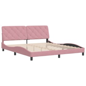 vidaXL Bettgestell mit Kopfteil Rosa 180x200 cm Samt