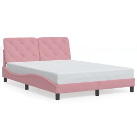 vidaXL Bettgestell mit Kopfteil Rosa 120x200 cm Samt