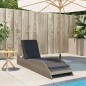 vidaXL Sonnenliege mit Auflage Grau 60x205x73 cm Poly Rattan vidaXL Sonnenliege mit Auflage Grau 60x205x73 cm Poly Rattan