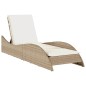 vidaXL Sonnenliege mit Auflage Beige 60x205x73 cm Poly Rattan vidaXL Sonnenliege mit Auflage Beige 60x205x73 cm Poly Rattan