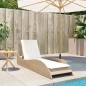 vidaXL Sonnenliege mit Auflage Beige 60x205x73 cm Poly Rattan vidaXL Sonnenliege mit Auflage Beige 60x205x73 cm Poly Rattan