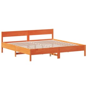 vidaXL Massivholzbett mit Kopfteil Wachsbraun 180x200 cm Kiefer