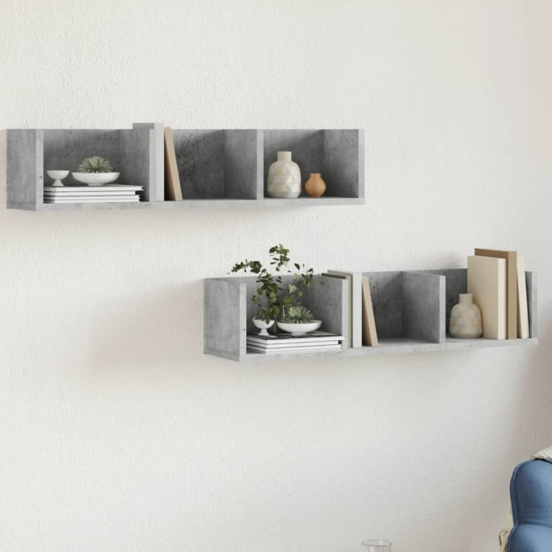vidaXL Wandschränke 2 Stk. Betongrau 75x18x16,5 cm Holzwerkstoff vidaXL Wandschränke 2 Stk. Betongrau 75x18x16,5 cm Holzwerkstoff