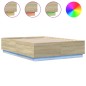 vidaXL Bettgestell mit LED Sonoma-Eiche 135x190 cm Holzwerkstoff vidaXL Bettgestell mit LED Sonoma-Eiche 135x190 cm Holzwerkstoff