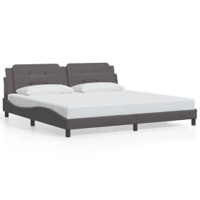 vidaXL Bettgestell mit LED Grau 200x200 cm Kunstleder