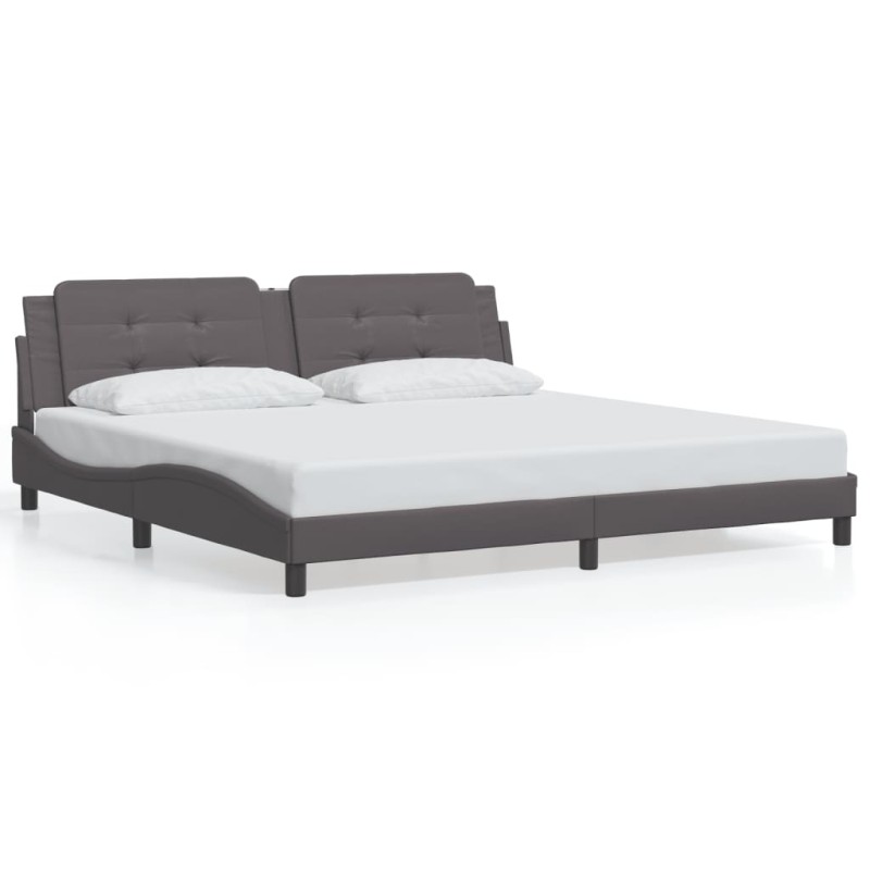 vidaXL Bettgestell mit LED Grau 200x200 cm Kunstleder vidaXL Bettgestell mit LED Grau 200x200 cm Kunstleder