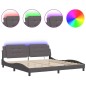 vidaXL Bettgestell mit LED Grau 200x200 cm Kunstleder vidaXL Bettgestell mit LED Grau 200x200 cm Kunstleder