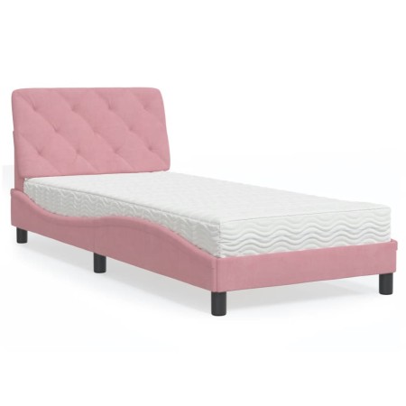 vidaXL Bett mit Matratze Rosa 90x200 cm Samt